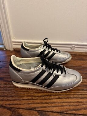 adidas SL72 Silver Sneakers with Black Stripes